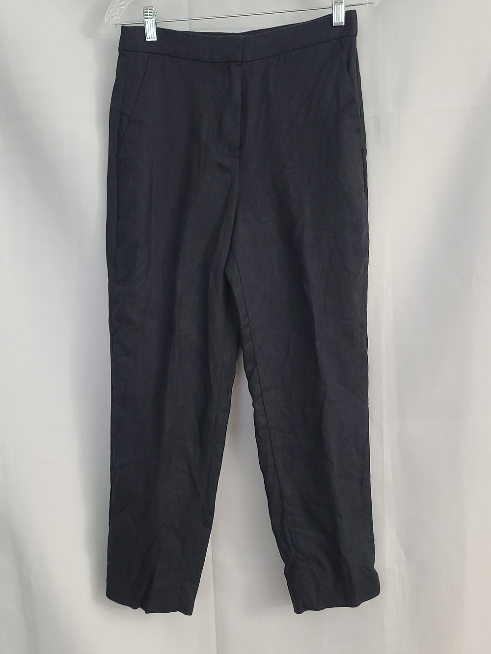 Banana Republic Sz 4 Black 100% Linen Neutral Minimalist Office Career Slim Pant